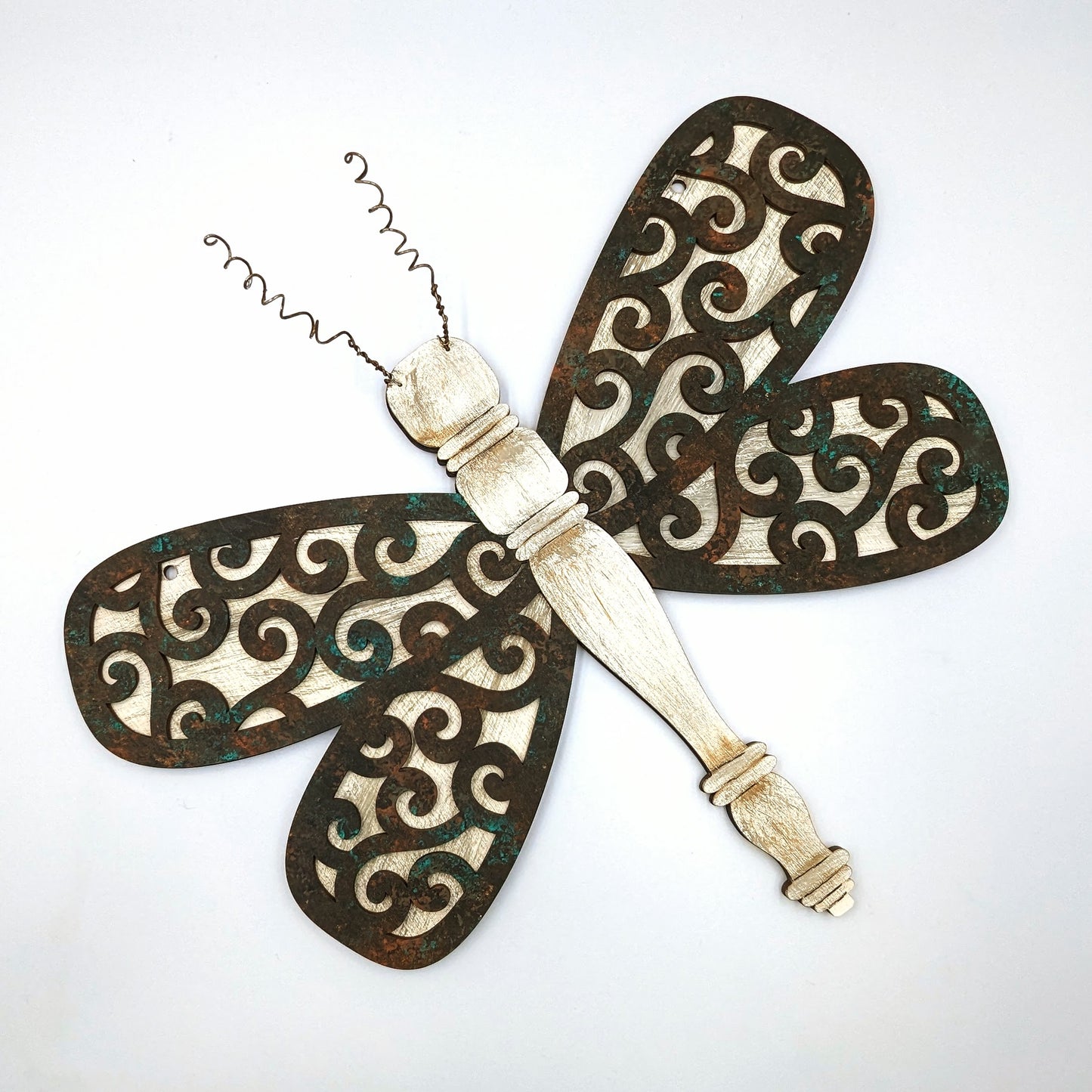 Faux Rusty Spindle Dragonfly Wall Hanging
