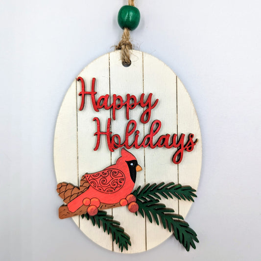 Happy Holidays Cardinal Ornament