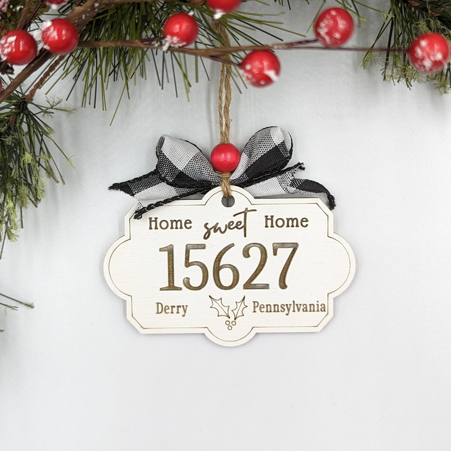 Zip Code Ornament, Home Sweet Home