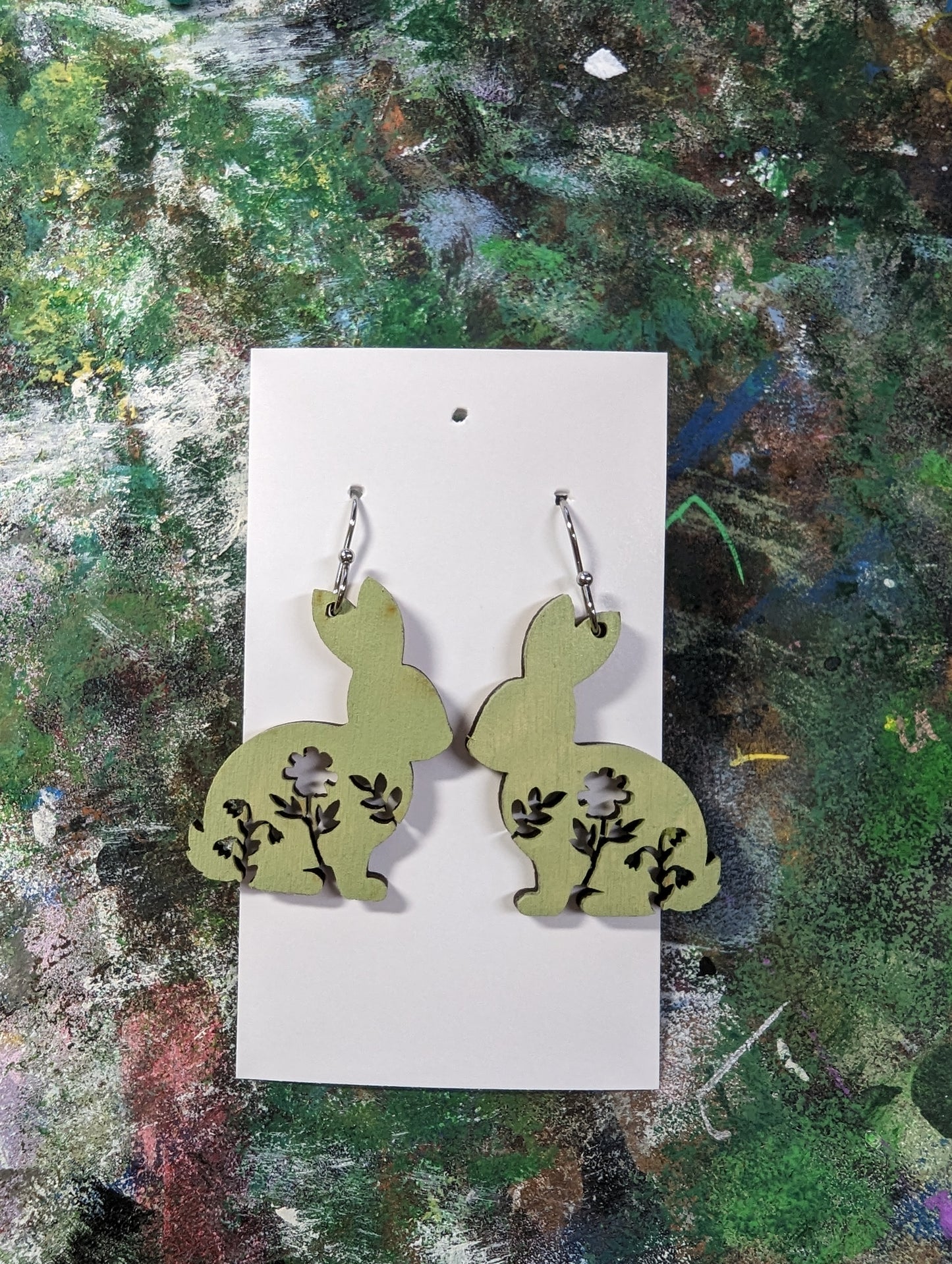 Easter Bunny floral dangle earrings