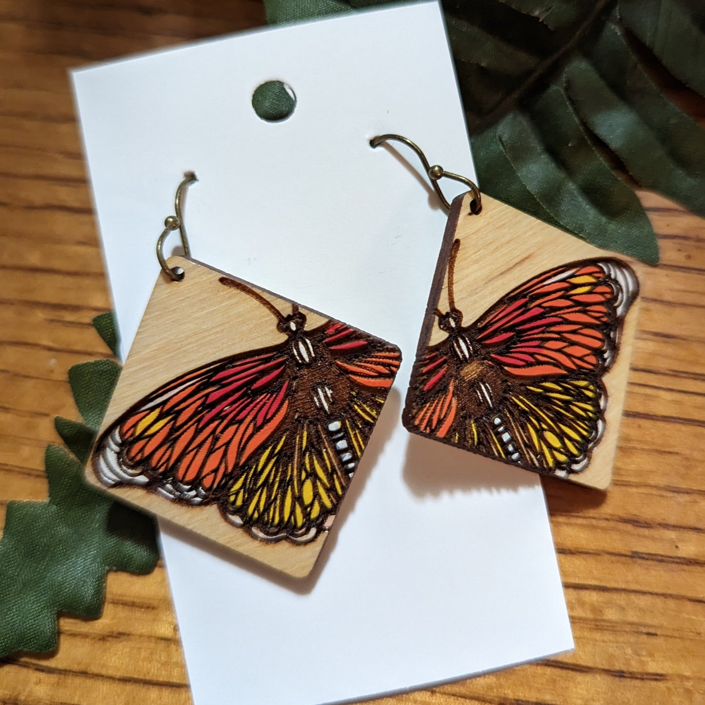 Monarch Butterfly Earrings, Hand Painted