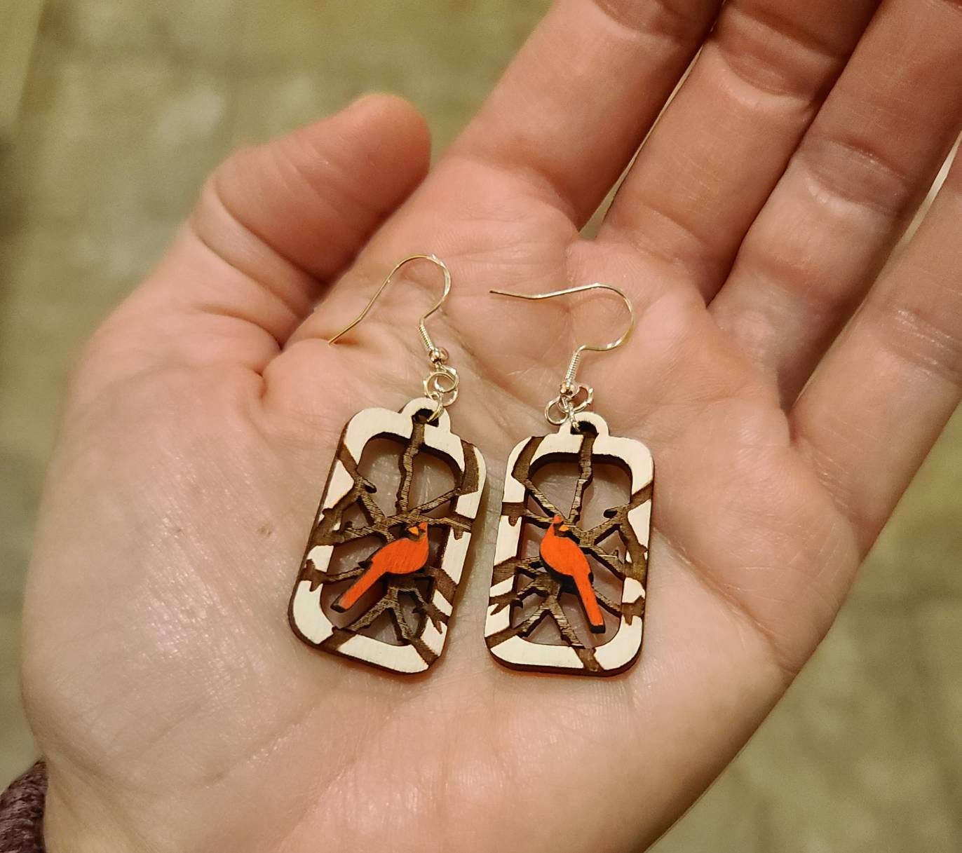 Cardinal Branch Earrings