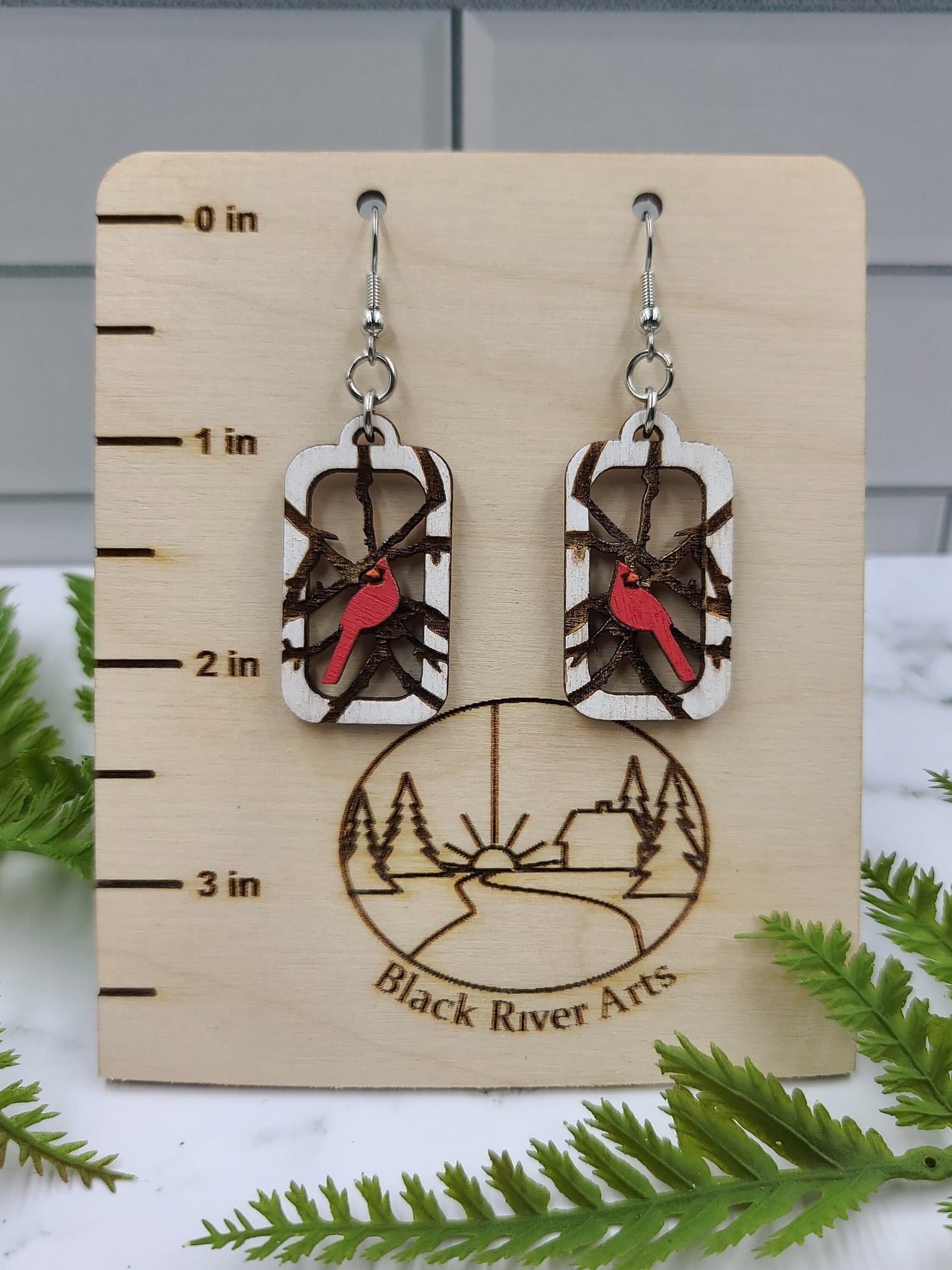 Cardinal Branch Earrings